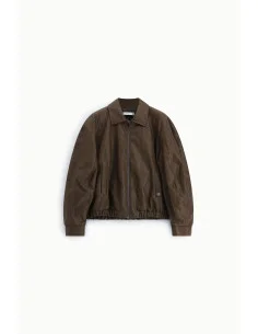 Veste en cuir coupe classique, col classique, fermeture éclair « Please » 2