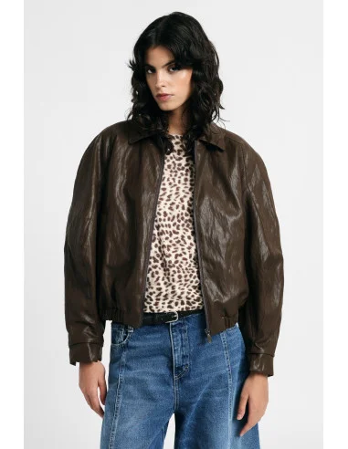 Leather Jacket Regular-Fit Collo Classico Zip Please