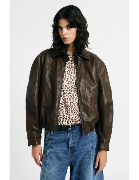 Leather Jacket Regular-Fit Collo Classico Zip Please