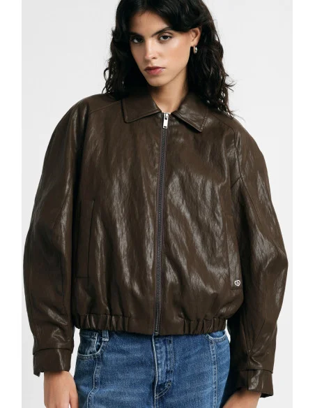 Leather Jacket Regular-Fit Collo Classico Zip Please