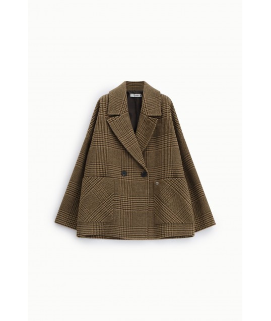 Veste chemise oversize à carreaux avec fermeture croisée, Please