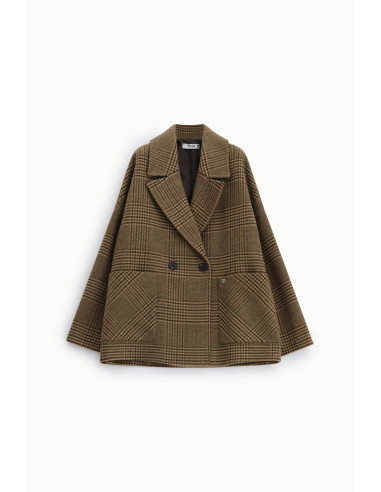 Veste chemise oversize à carreaux avec fermeture croisée, Please