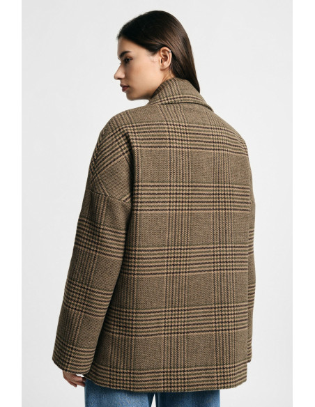 Oversized Checked Shirt Jacket with Double-Breasted Fastening – Please