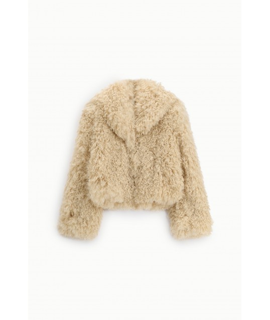 Eco-Fur Corta Con Colletto Ampio E Maniche Lunghe Please
