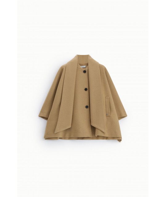 Manteau court sans manches avec écharpe et boutons, Please