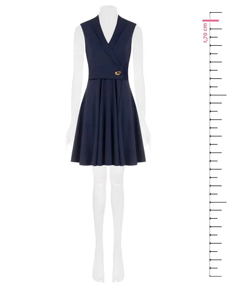 Robe courte évasée en tissu fluide, avec encolure en V croisée et détail métallique « Rinascimento »