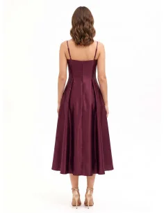 Robe midi en satin structuré, coupe évasée, avec poches « Rinascimento » 2