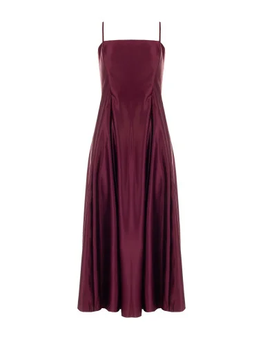 Structured Satin Midi Dress with a Full Skirt and Pockets by Rinascimento