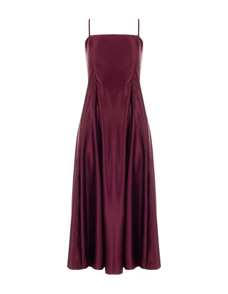Structured Satin Midi Dress with a Full Skirt and Pockets by Rinascimento