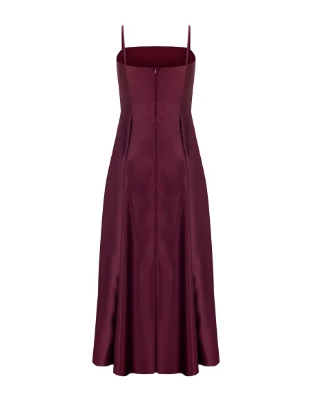Robe midi en satin structuré, coupe évasée, avec poches « Rinascimento »