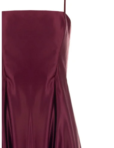 Structured Satin Midi Dress with a Full Skirt and Pockets by Rinascimento