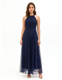 Long Dress with a Halter Neck and Pleated Skirt by Rinascimento