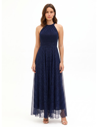 Long Dress with a Halter Neck and Pleated Skirt by Rinascimento