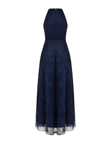 Robe longue à encolure américaine et jupe plissée « Rinascimento »