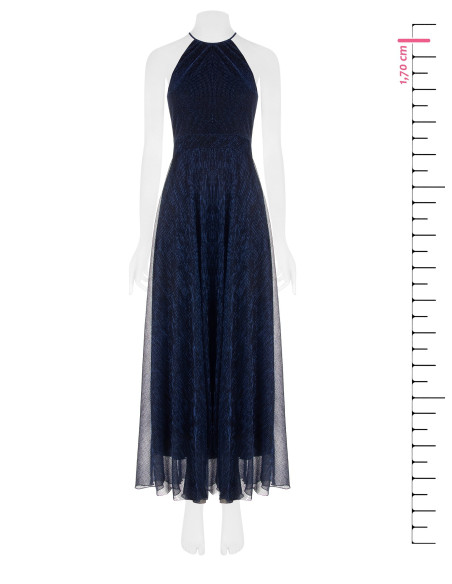 Robe longue à encolure américaine et jupe plissée « Rinascimento »