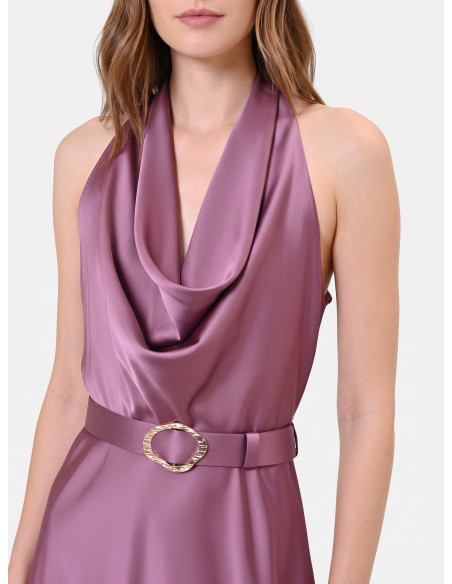 Robe longue évasée en satin avec ceinture assortie « Rinascimento »