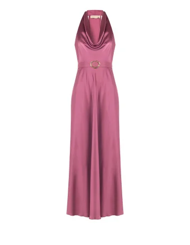 Robe longue évasée en satin avec ceinture assortie « Rinascimento »
