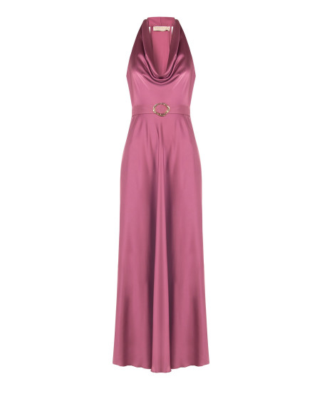 Robe longue évasée en satin avec ceinture assortie « Rinascimento »