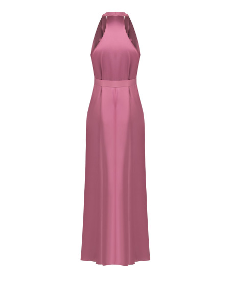 Long, flared satin dress with matching belt by Rinascimento