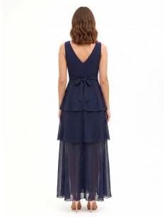 Robe longue en georgette à volants avec double encolure en V de style Rinascimento 2