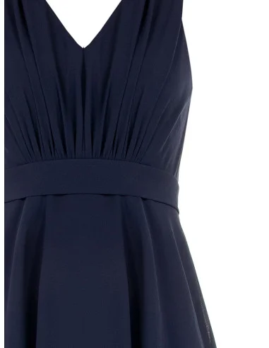 Long Georgette Dress with Ruffles and a Double V-Neckline in the Rinascimento Style