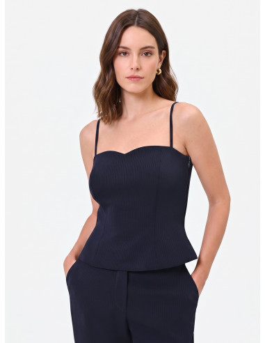 Rinascimento Crepe Pinstriped Bustier Top