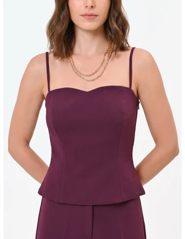 Haut bustier à rayures en crêpe « Rinascimento »