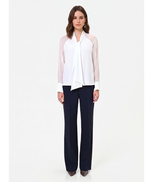 Blusa Studio Fluida In Misto Seta Con Fiocco Rinascimento