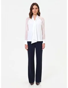 Blusa Studio Fluida In Misto Seta Con Fiocco Rinascimento 2