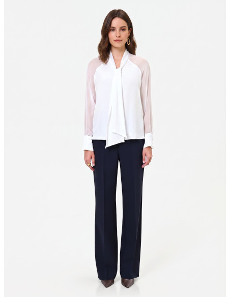 Blusa Studio Fluida In Misto Seta Con Fiocco Rinascimento