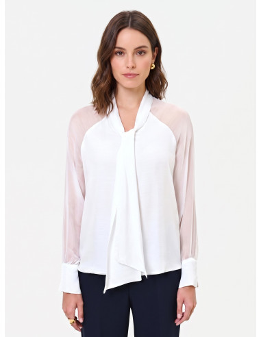 Blusa Studio Fluida In Misto Seta Con Fiocco Rinascimento
