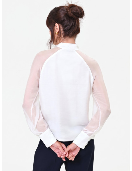 Blusa Studio Fluida In Misto Seta Con Fiocco Rinascimento