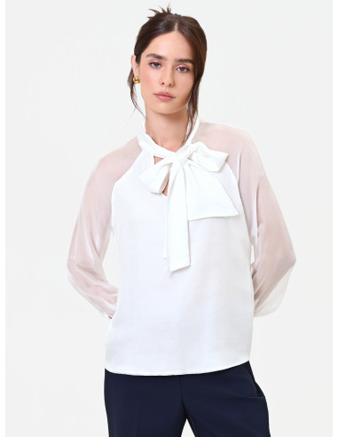 Blusa Studio Fluida In Misto Seta Con Fiocco Rinascimento