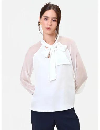 Blusa Studio Fluida In Misto Seta Con Fiocco Rinascimento