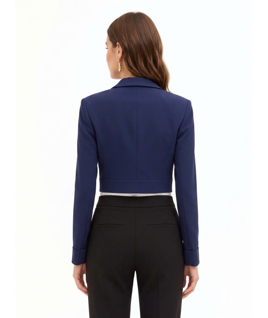 Veste blazer courte en tissu Cadi avec bouton bijou « Rinascimento »