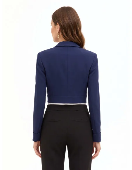 Veste blazer courte en tissu Cadi avec bouton bijou « Rinascimento »