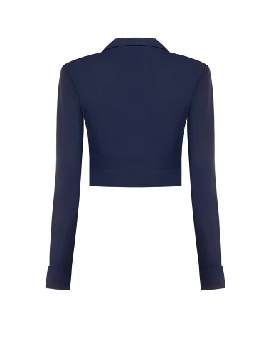 Veste blazer courte en tissu Cadi avec bouton bijou « Rinascimento »