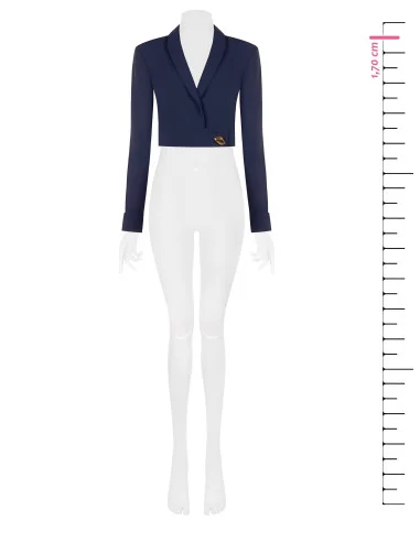 Veste blazer courte en tissu Cadi avec bouton bijou « Rinascimento »