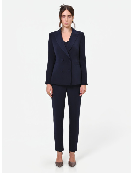 Rinascimento Crepe Double-Breasted Pinstriped Studio Jacket