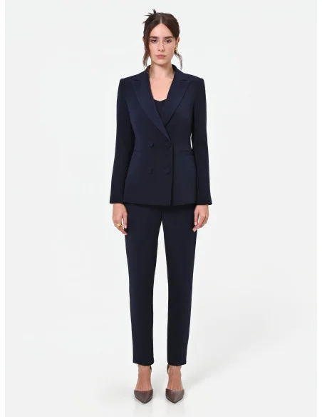 Rinascimento Crepe Double-Breasted Pinstriped Studio Jacket