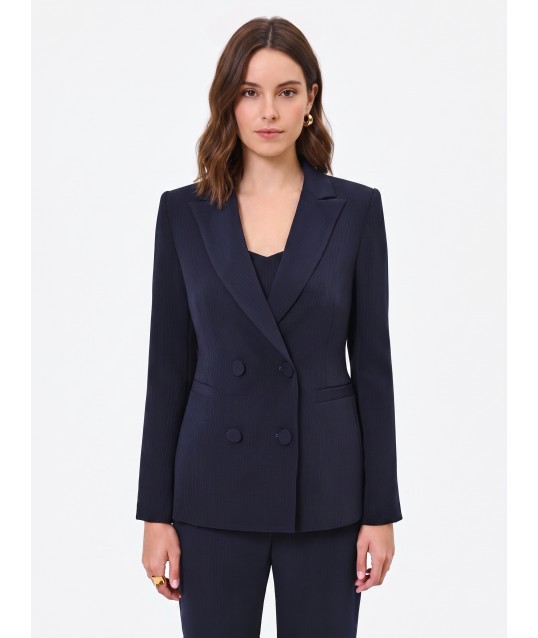 Veste de bureau à double boutonnage, à fines rayures, en crêpe « Rinascimento »