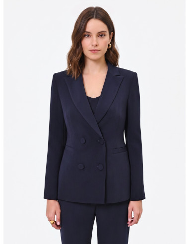 Rinascimento Crepe Double-Breasted Pinstriped Studio Jacket