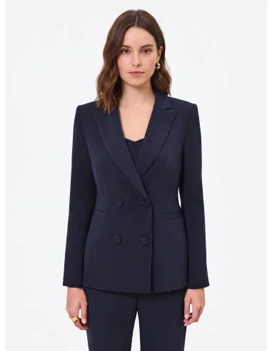 Veste de bureau à double boutonnage, à fines rayures, en crêpe « Rinascimento »