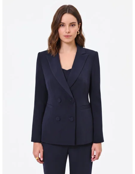Rinascimento Crepe Double-Breasted Pinstriped Studio Jacket