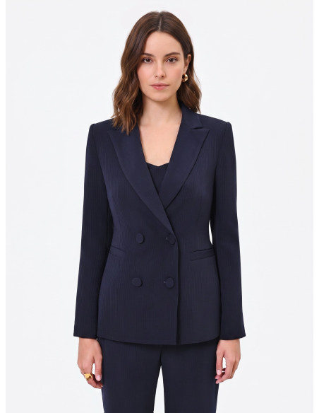 Veste de bureau à double boutonnage, à fines rayures, en crêpe « Rinascimento »
