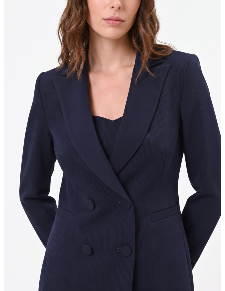 Rinascimento Crepe Double-Breasted Pinstriped Studio Jacket
