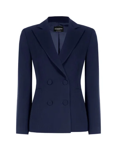 Rinascimento Crepe Double-Breasted Pinstriped Studio Jacket