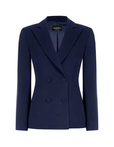 Veste de bureau à double boutonnage, à fines rayures, en crêpe « Rinascimento »