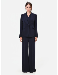 Rinascimento Crepe Single-Breasted Pinstriped Studio Jacket