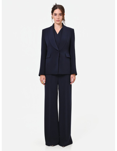 Rinascimento Crepe Single-Breasted Pinstriped Studio Jacket